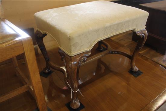 Queen Anne style walnut cabriole leg stool